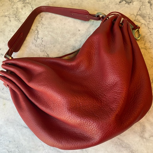 PETER KENT - FINE LEATHER purse - shoulder bag with silver metal accents - Picture 2 of 7